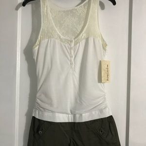 *SOLD* Super cute romper (white/olive)